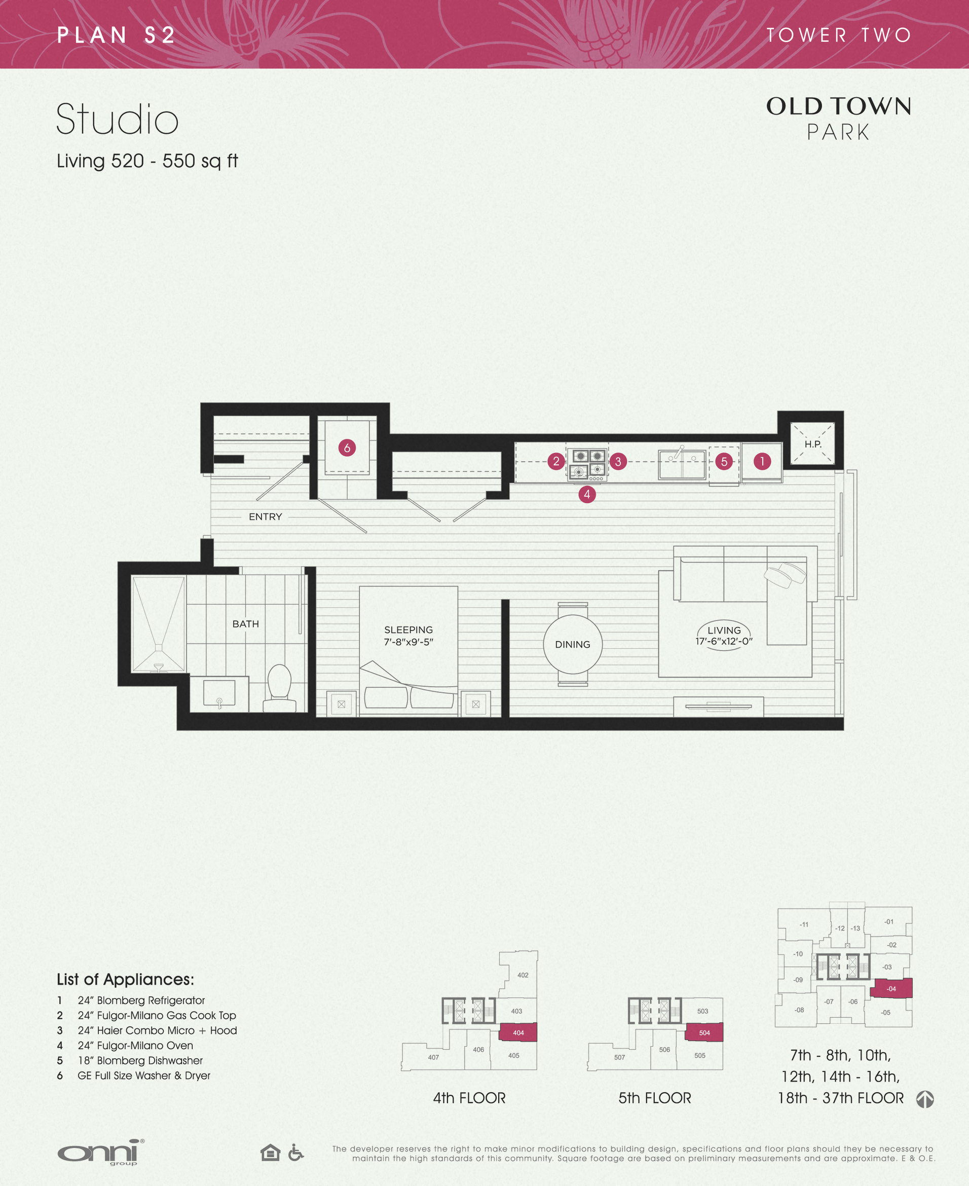 Floor plan for studio, 1 bath, 550 sqft